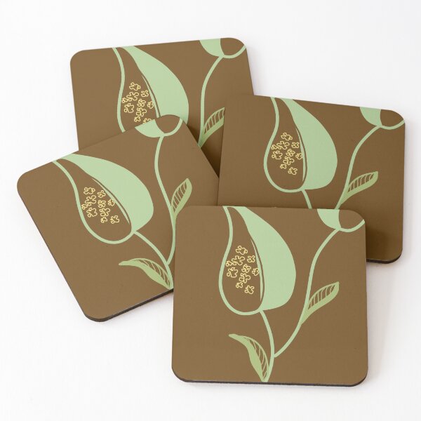 Item preview, Green flower on brown background designed and sold by WendyLeontien.