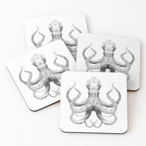 Item preview, Geometric Octopus Symmetric Polygon | Black and White Ocean Art designed and sold by TypoArtPrints.