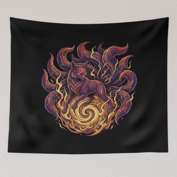 Item preview, Fierce Kyubi Nine-Tailed Fox Kitsune - Japanese Mythology Tattoo Emblem designed and sold by UltimateJapan.