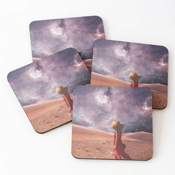 Item preview, Cosmic Wanderlust: Woman in Red in a Starry Desert designed and sold by ZOKDavid.