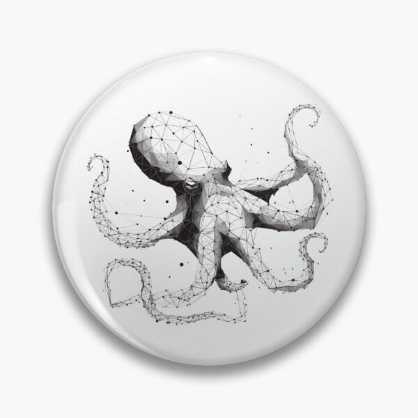 Item preview, Geometric Octopus Fine Line Constellation | Black and White Art designed and sold by TypoArtPrints.