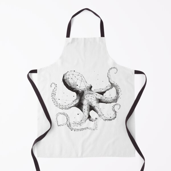 Item preview, Geometric Octopus Fine Line Constellation | black and white art designed and sold by TypoArtPrints.