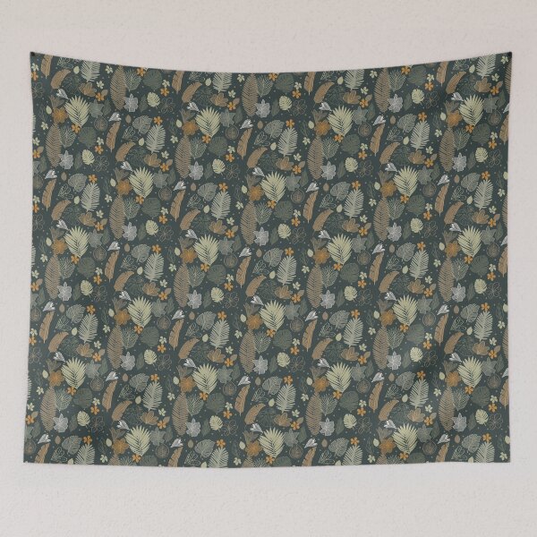 Item preview, Tropical Island Leaves and Flowers (dark green) designed and sold by Doodloom.