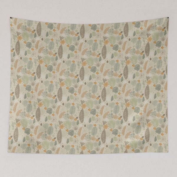 Item preview, Tropical Island Leaves and Flowers (cream) designed and sold by Doodloom.