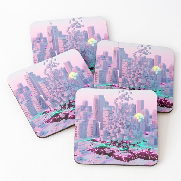 Item preview, Cyberpunk Isometric City Grid Pink Neon Collapse Art designed and sold by Itsheartshop.