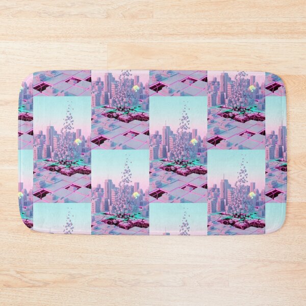 Item preview, Cyberpunk Isometric City Grid Pink Neon Collapse Art designed and sold by Itsheartshop.