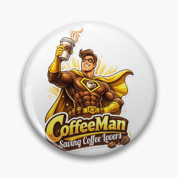 Item preview, Saving Coffee Lovers – Coffee Man Superhero Design | Funny Coffee Lover Sticker designed and sold by LeelaWorks.org.