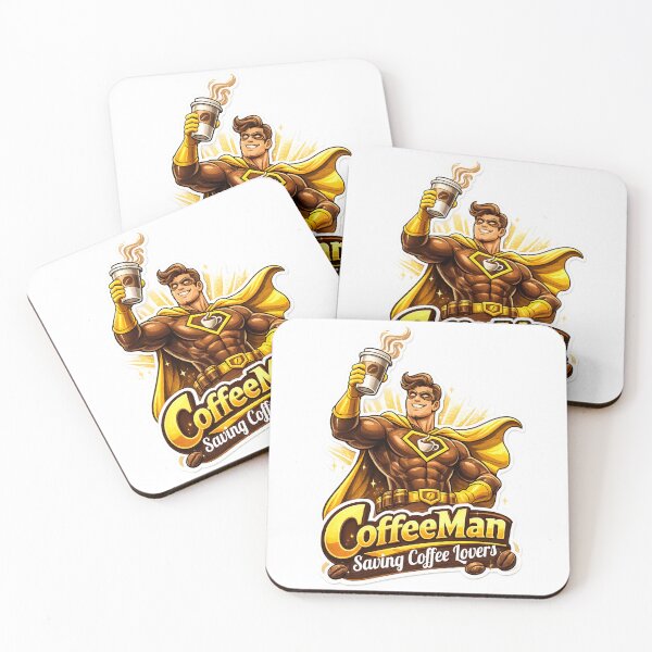 Item preview, Saving Coffee Lovers – Coffee Man Superhero Design | Funny Coffee Lover Sticker designed and sold by LeelaWorks.org.