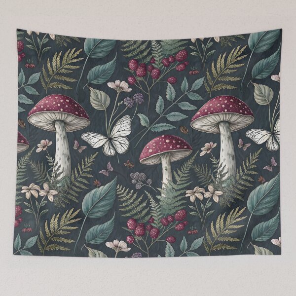 Item preview, Mystical Dark Forest Mushrooms and Vintage Botanical designed and sold by AOCollections.