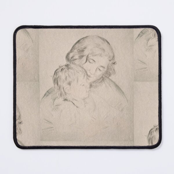 Item preview, Mother and Child by Pierre-Auguste Renoir: Impressionist Line Drawing Poster designed and sold by artofuniverse.