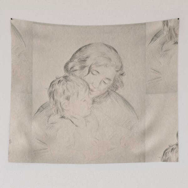 Item preview, Mother and Child by Pierre-Auguste Renoir: Impressionist Line Drawing Poster designed and sold by artofuniverse.