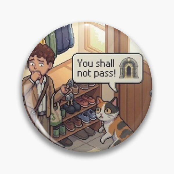 Item preview, Door Guardian Cat – Funny Pixel RPG Gatekeeper designed and sold by PawMic.