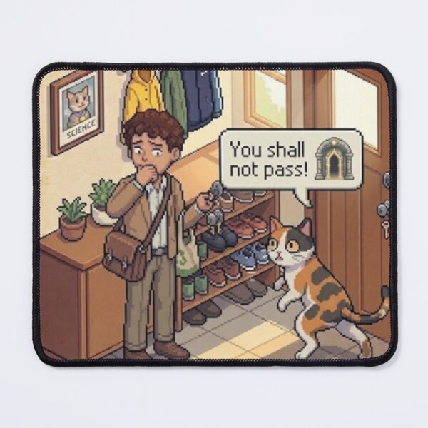 Item preview, Door Guardian Cat – Funny Pixel RPG Gatekeeper designed and sold by PawMic.