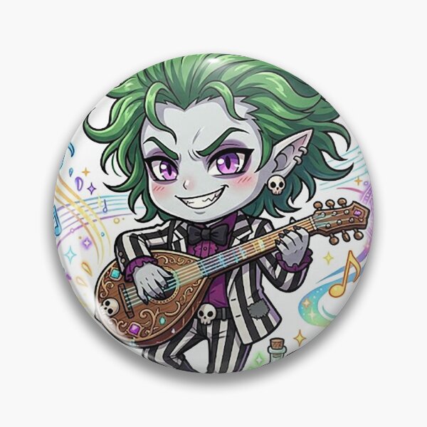 Item preview, Chibi Ghoul Bard - Green Hair Striped Suit DND Tabletop RPG designed and sold by ComTheaterShop.