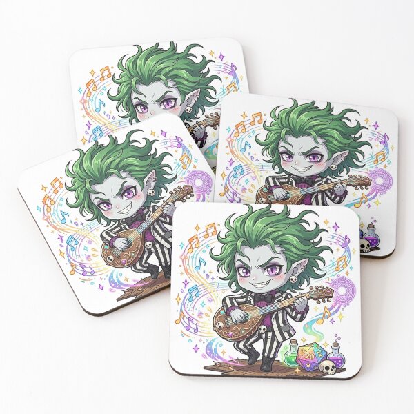 Item preview, Chibi Ghoul Bard - Green Hair Striped Suit DND Tabletop RPG designed and sold by ComTheaterShop.
