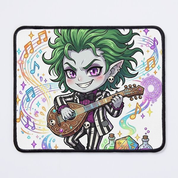 Item preview, Chibi Ghoul Bard - Green Hair Striped Suit DND Tabletop RPG designed and sold by ComTheaterShop.