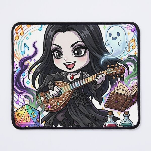 Item preview, Chibi Goth Girl Warlock - Dark Dress Camera DND Tabletop RPG designed and sold by ComTheaterShop.