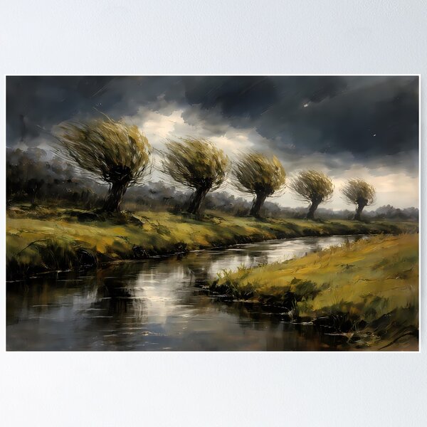 Item preview, Stormy Landscape with Trees and River designed and sold by cuprum.