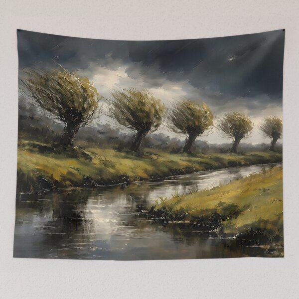 Item preview, Stormy Landscape with Trees and River designed and sold by cuprum.