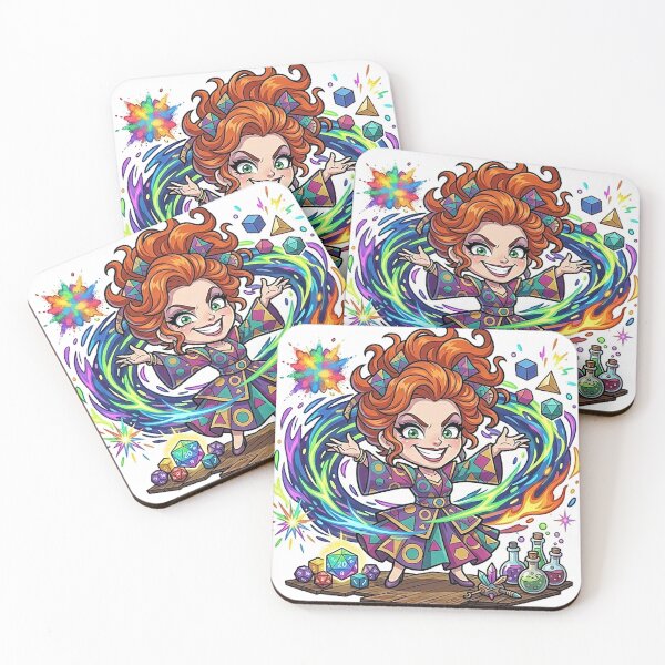 Item preview, Chibi Eccentric Redhead Sorcerer - Wild Magic DND Tabletop RPG designed and sold by ComTheaterShop.