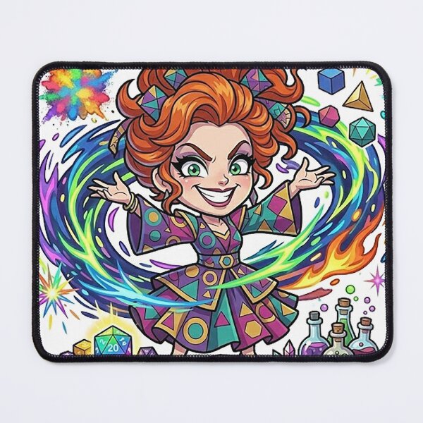 Item preview, Chibi Eccentric Redhead Sorcerer - Wild Magic DND Tabletop RPG designed and sold by ComTheaterShop.