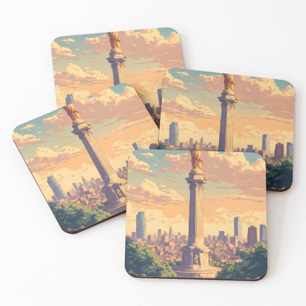 Item preview, Angel of Independence Mexico City Retro Anime Landscape Travel Poster designed and sold by JacksoonLester.