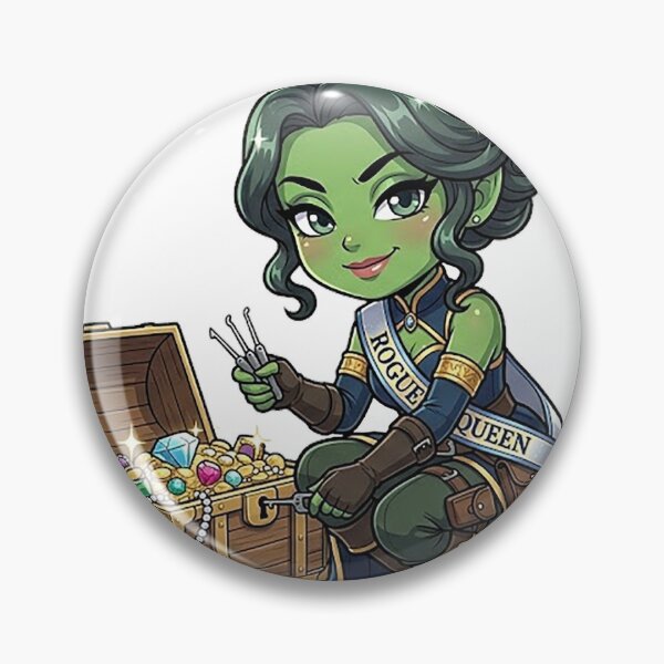 Item preview, Chibi Green Beauty Queen Rogue - Glamorous Thief DND Tabletop RPG designed and sold by ComTheaterShop.