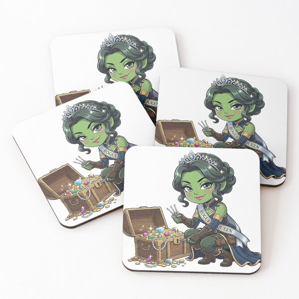 Item preview, Chibi Green Beauty Queen Rogue - Glamorous Thief DND Tabletop RPG designed and sold by ComTheaterShop.