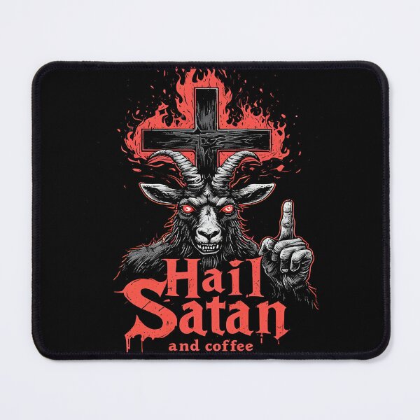Item preview, Hail Satan and Coffee Funny Baphomet Occult Design designed and sold by MorbidDreams.