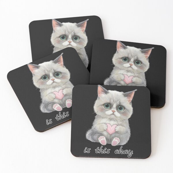 Item preview, Sad Kitten Holding Heart Illustration designed and sold by Moody Vibes Studio.