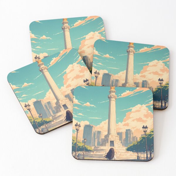 Item preview, Anime Girl Dream Trip at Angel of Independence Mexico City Retro Anime Art designed and sold by JacksoonLester.
