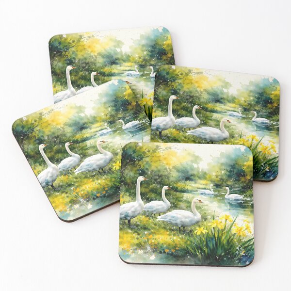 Item preview, Graceful Swans by a Lush Pond designed and sold by cuprum.