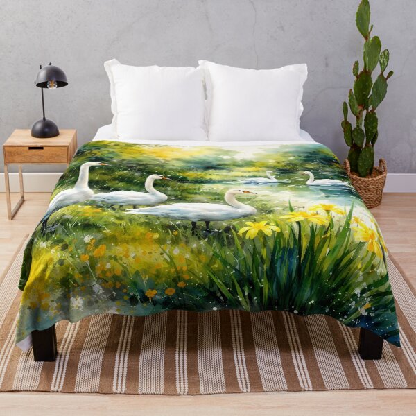 Item preview, Graceful Swans by a Lush Pond designed and sold by cuprum.
