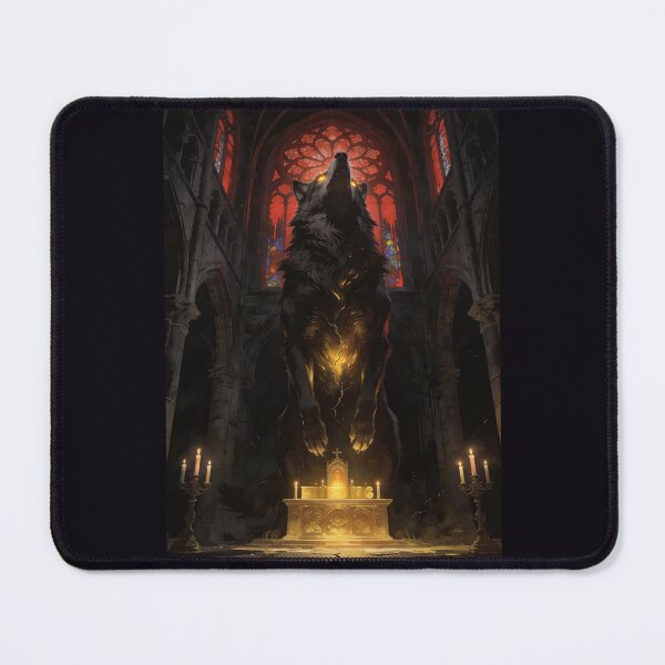 Item preview, Wolf Rises from Dark Sacred Cathedral Art designed and sold by GeoWhimsy Studio.