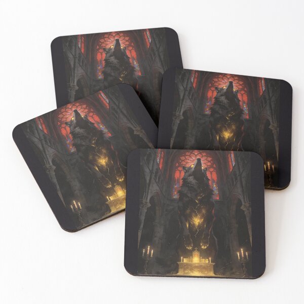 Item preview, Wolf Rises from Dark Sacred Cathedral Art designed and sold by GeoWhimsy Studio.