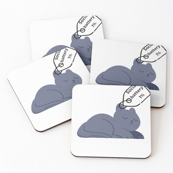 Item preview, Funny Social Battery 1٪  Cat Meme . designed and sold by khaoulaassila.
