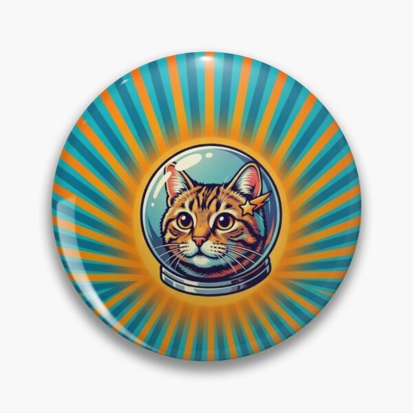 Aperçu de l'œuvre Chat cosmique astronaute rétro pop art soleil ardent créée et vendue par MarZeDesigns .