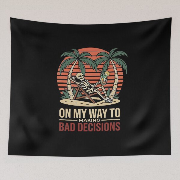 Item preview, On My Way To Making Bad Decisions Skeleton Beach Drinking Shirt | Funny Summer Tropical Vibes designed and sold by ZyziowskyArt.