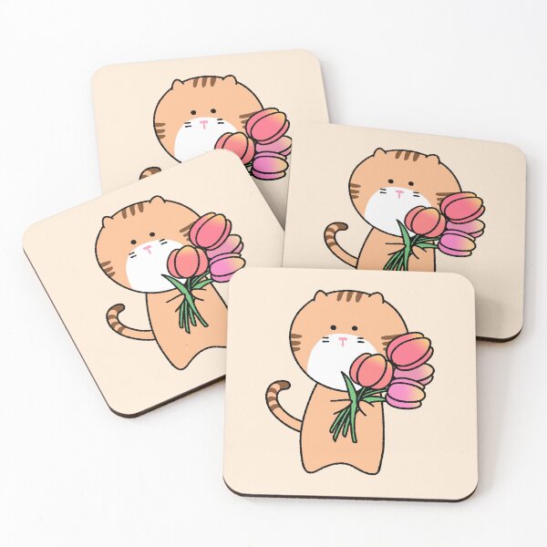 Item preview, Cute Ginger Tabby Cat with a Pink Tulip Bouquet designed and sold by ubborn.