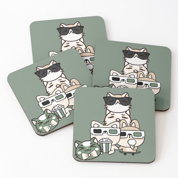 Item preview, Cats at the Movies with 3D Glasses and Popcorn designed and sold by Kanniax.