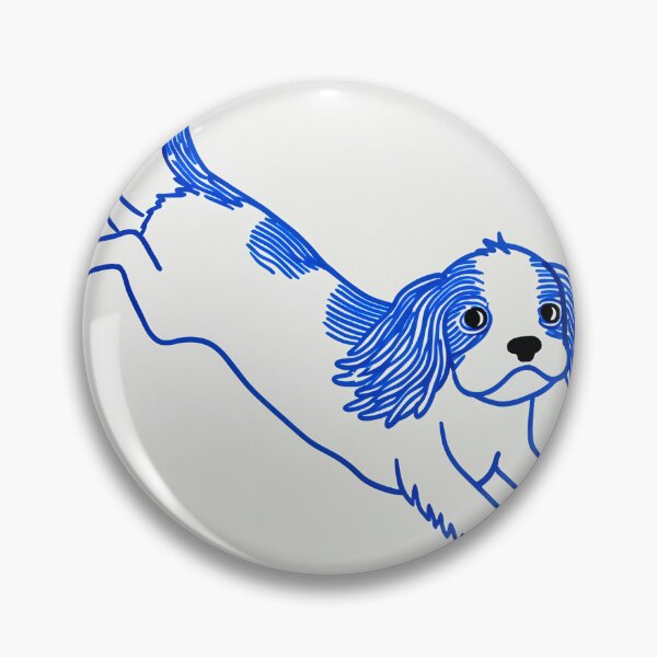 Item preview, Blue Line Cavalier King Charles Spaniel Dog Illustration designed and sold by lautir.