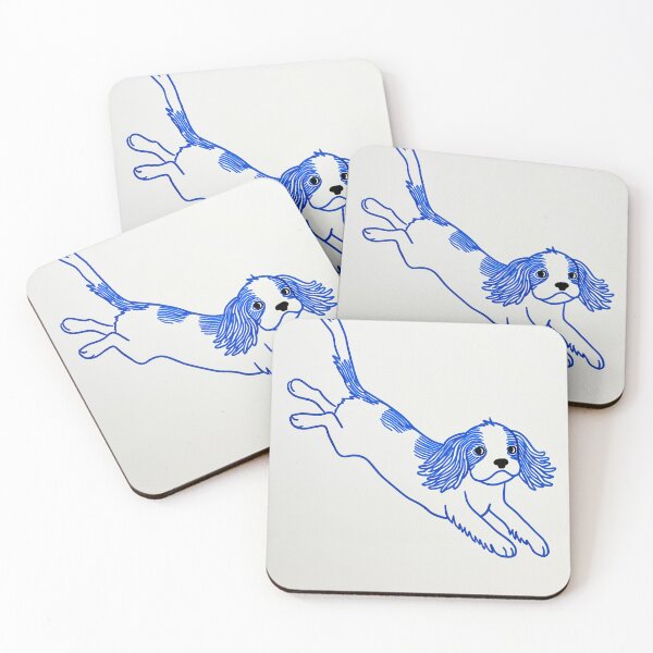 Item preview, Blue Line Cavalier King Charles Spaniel Dog Illustration designed and sold by lautir.