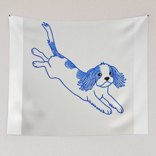 Item preview, Blue Line Cavalier King Charles Spaniel Dog Illustration designed and sold by lautir.