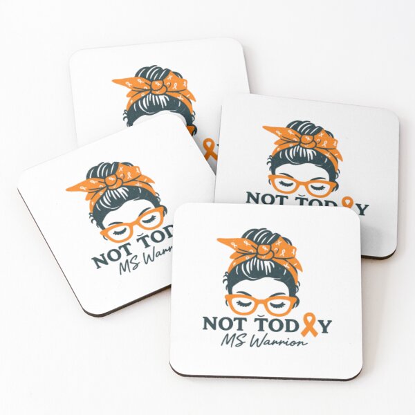 Item preview, MS Warrior Not Today — Messy Bun Multiple Sclerosis Awareness Orange Ribbon Illustration designed and sold by HBDStudio.