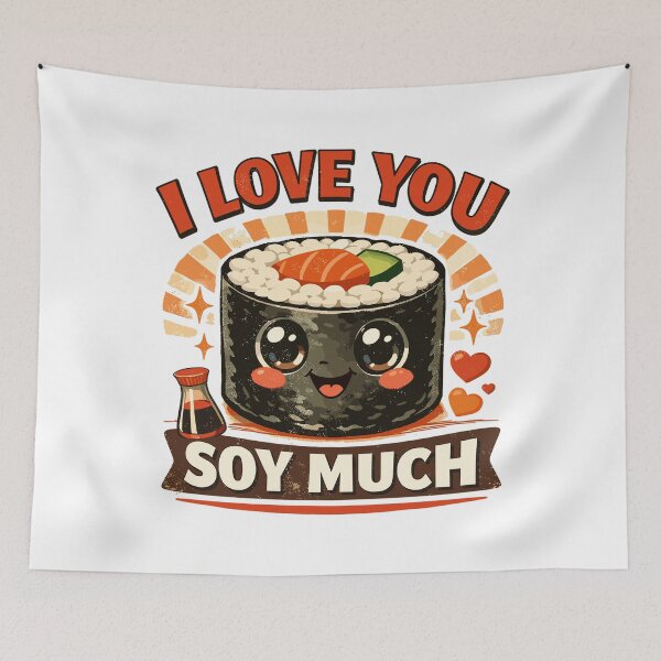 Item preview, Kawaii sushi retro print: I love you so much designed and sold by Pineapple-Tree.
