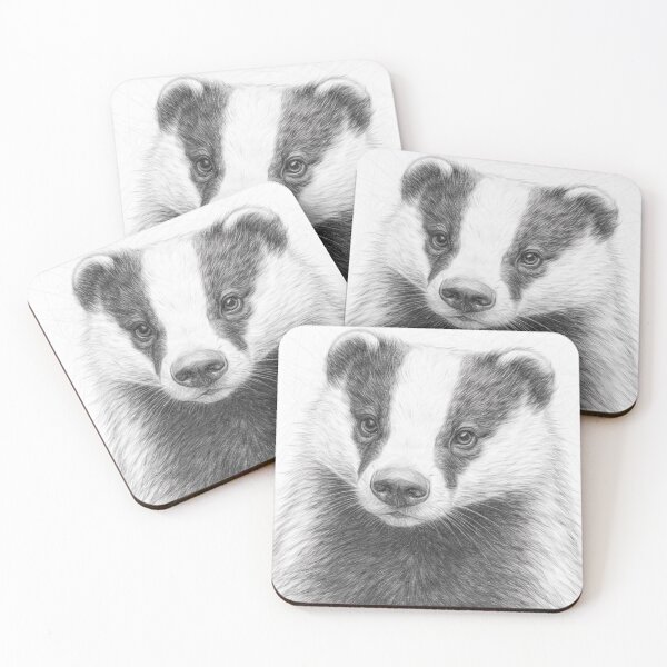 Item preview, Realistic Badger Pencil Portrait | Black and White Wildlife Sketch | Detailed Woodland Animal Art Print designed and sold by Leon Woods Pencil Art.
