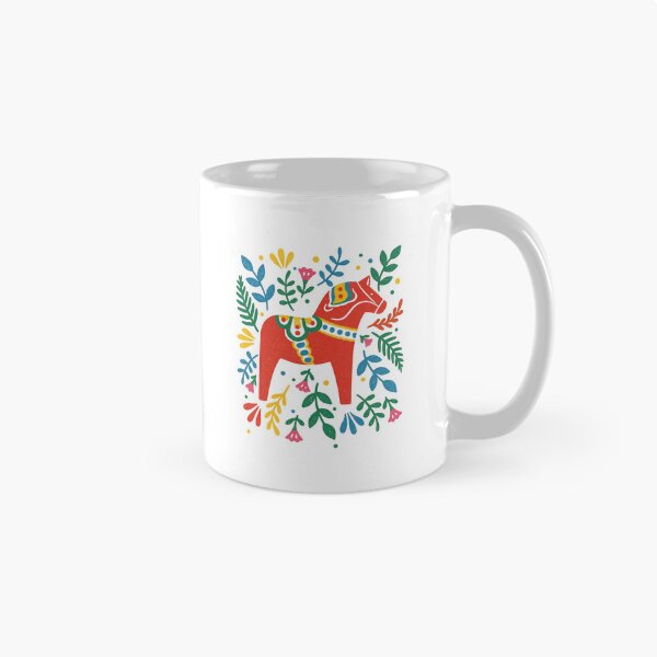 Item preview, Scandinavian Dala Horse Folk Art — Colorful Nordic Floral Illustration | Traditional Swedish Heritage Design designed and sold by Colorful-Garden.