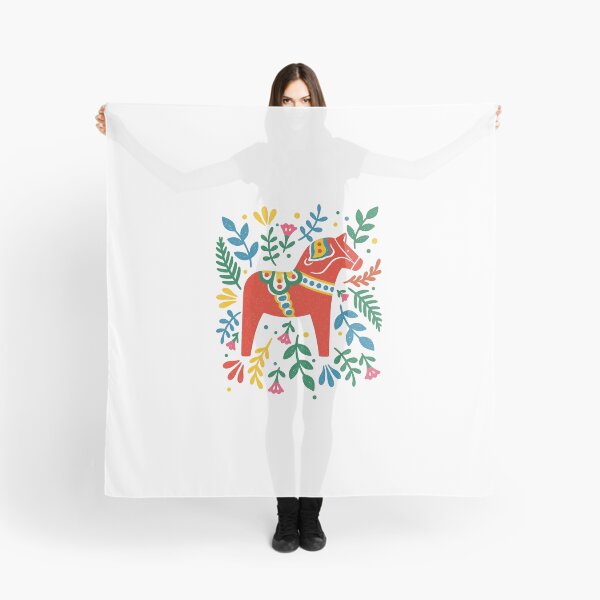 Item preview, Scandinavian Dala Horse Folk Art — Colorful Nordic Floral Illustration | Traditional Swedish Heritage Design designed and sold by Colorful-Garden.