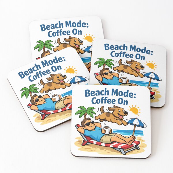 Item preview, Beach Mode Coffee On Funny Dog Shirt Summer Vacation Tee designed and sold by JVDesignsShop.