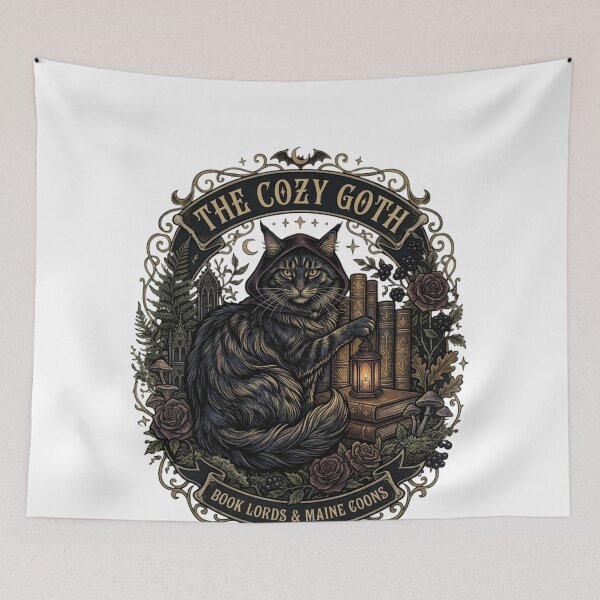 Item preview, The Cozy Goth: Witchy Librarian Black Cat & Haunted Books Decor designed and sold by FarDesign.